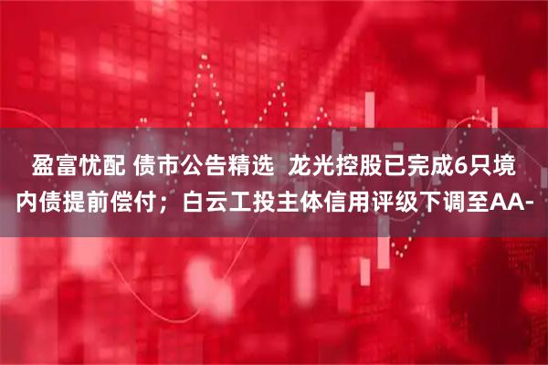 盈富忧配 债市公告精选  龙光控股已完成6只境内债提前偿付；白云工投主体信用评级下调至AA-